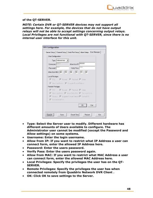 QT-Server Network Video Server USER'S MANUAL - Quaddrix ...