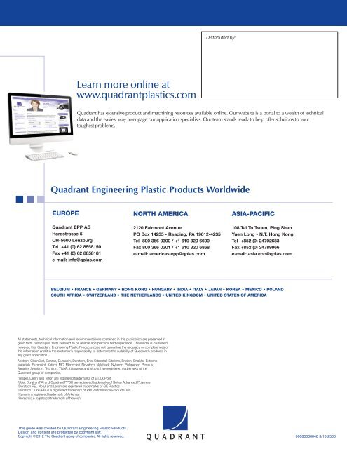 Products and Applications Guide - Quadrant