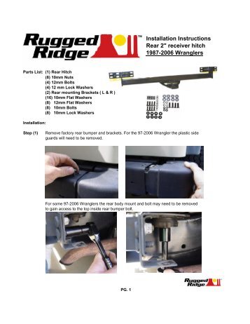 Rear hitch installation instructions. - Quadratec