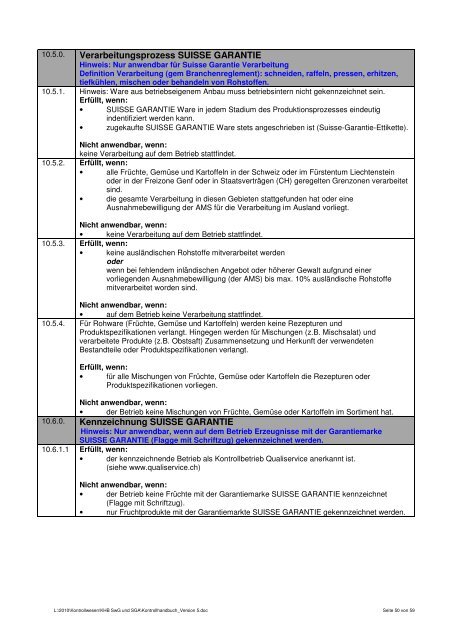 Kontrollhandbuch SwissGAP / SUISSE GARANTIE - Agrosolution AG