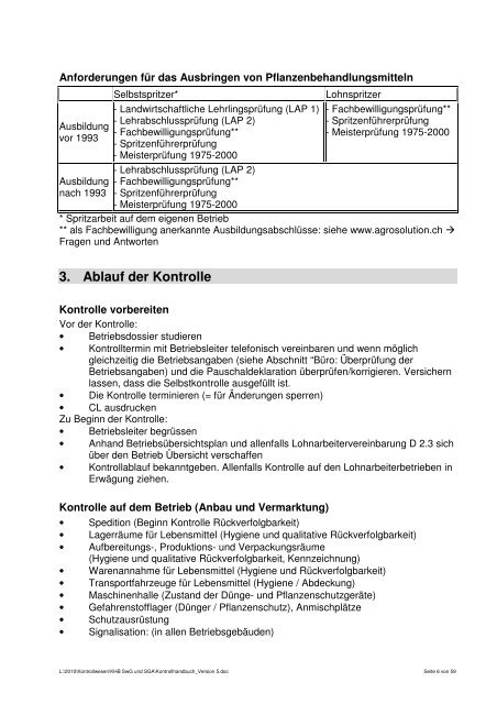 Kontrollhandbuch SwissGAP / SUISSE GARANTIE - Agrosolution AG