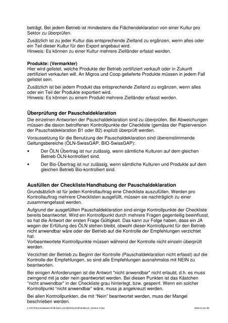 Kontrollhandbuch SwissGAP / SUISSE GARANTIE - Agrosolution AG