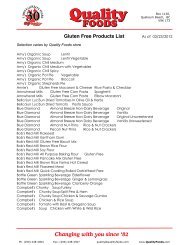 Gluten Free Products List - Quality Foods
