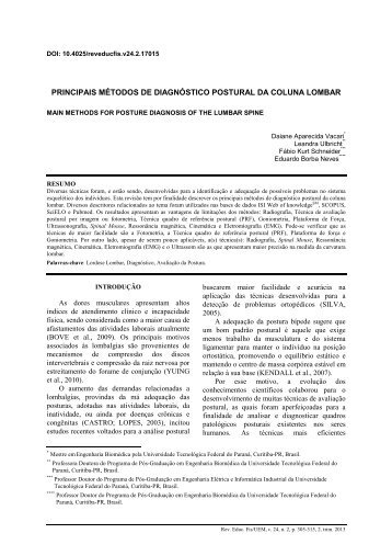 PRINCIPAIS MÉTODOS DE DIAGNÓSTICO POSTURAL DA COLUNA LOMBAR