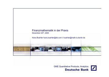 Finanzmathematik in der Praxis - Hans Buehler