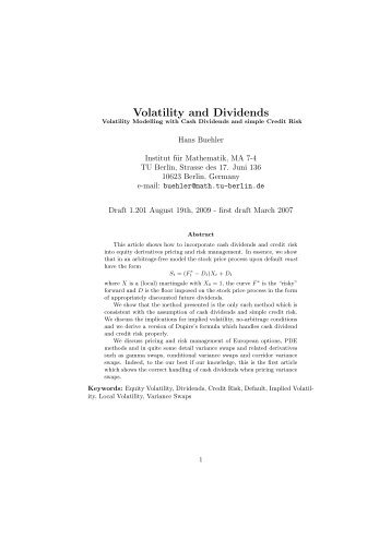 Volatility and Dividends - Hans Buehler