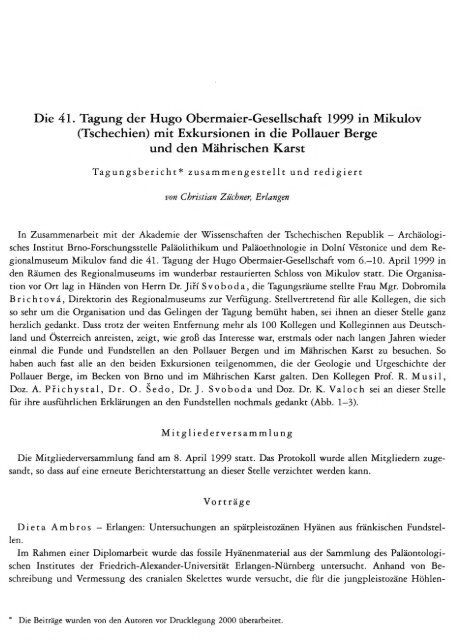 Die 41. Tagung der Hugo Obermaier-Gesellschaft ... - Quartaer.eu