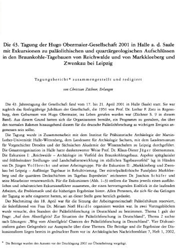 Die 43. Tagung der Hugo Obermaier-Gesellschaft ... - Quartaer.eu