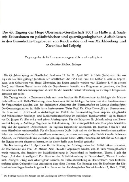 Die 43. Tagung der Hugo Obermaier-Gesellschaft ... - Quartaer.eu