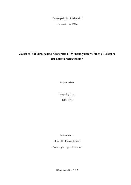 Zwischen Konkurrenz und Kooperation â Wohnungsunternehmen ...