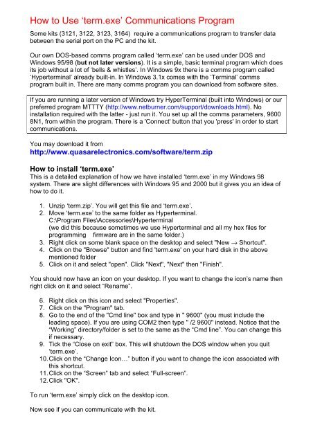 how-to-use-term-exe-communications-program-quasar-electronics