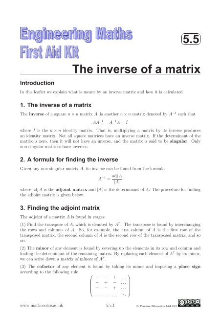 5.5 The inverse of a matrix - Mathcentre