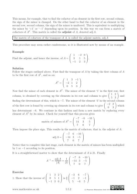 5.5 The inverse of a matrix - Mathcentre