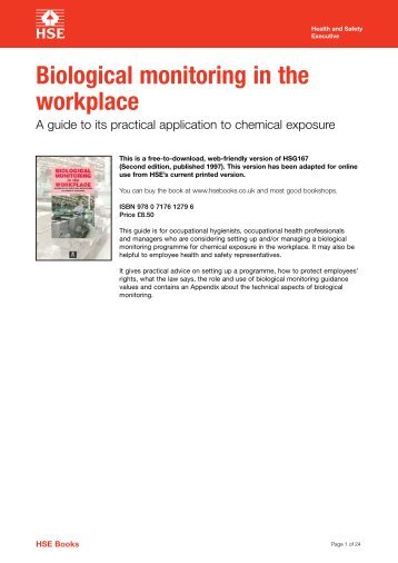 Biological monitoring in the workplace - Scientific Analysis ...