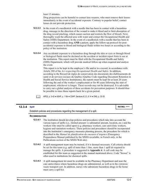 Prevention Guide - Safe Handling of Hazardous Drugs - Irsst