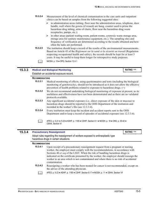 Prevention Guide - Safe Handling of Hazardous Drugs - Irsst