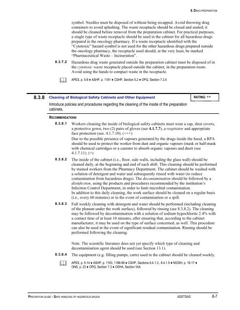 Prevention Guide - Safe Handling of Hazardous Drugs - Irsst