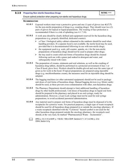 Prevention Guide - Safe Handling of Hazardous Drugs - Irsst