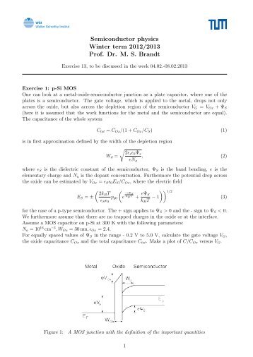 Semiconductor physics Winter term 2012/2013 Prof. Dr. M. S. Brandt