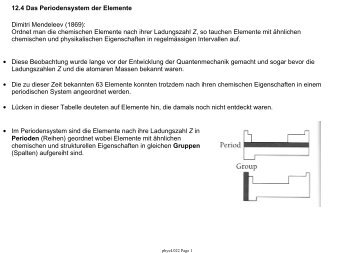 12.4 Das Periodensystem der Elemente Dimitri Mendeleev (1869 ...