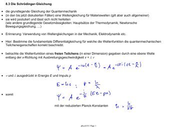 8.3 Die Schrödinger-Gleichung • die grundlegende Gleichung der ...