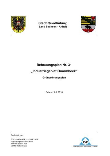 Stadt Quedlinburg Bebauungsplan Nr. 31 âIndustriegebiet Quarmbeckâ