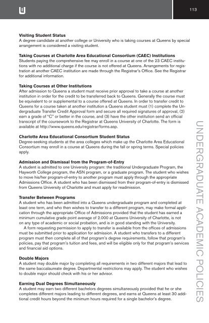 2009-2010 Academic Catalog - Queens University of Charlotte