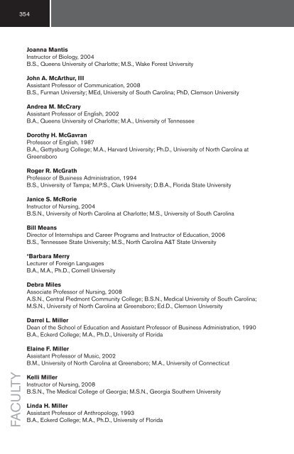 2009-2010 Academic Catalog - Queens University of Charlotte