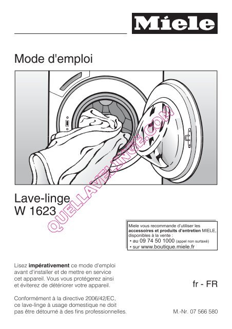 Mode d'emploi Lave-linge W 1623 - Quel lave-linge