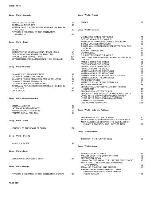 QUESTAR III SUBJECT/TITLE INDEX P ART & MUSIC: BAROQUE ...