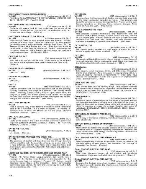 QUESTAR III SUBJECT/TITLE INDEX P ART & MUSIC: BAROQUE ...