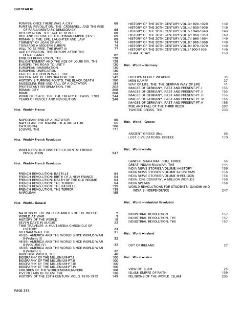 QUESTAR III SUBJECT/TITLE INDEX P ART & MUSIC: BAROQUE ...