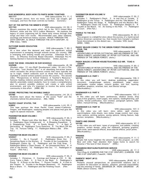 QUESTAR III SUBJECT/TITLE INDEX P ART & MUSIC: BAROQUE ...