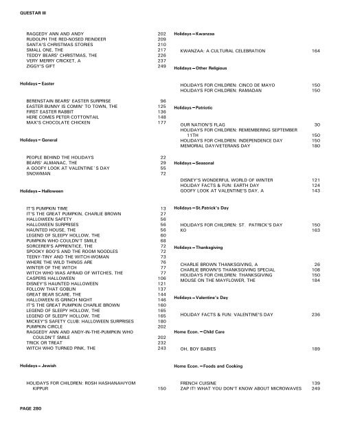 QUESTAR III SUBJECT/TITLE INDEX P ART & MUSIC: BAROQUE ...