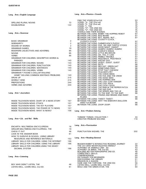 QUESTAR III SUBJECT/TITLE INDEX P ART & MUSIC: BAROQUE ...