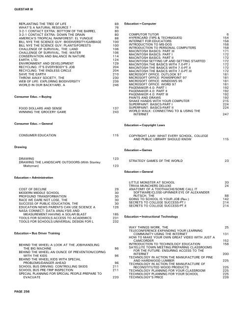 QUESTAR III SUBJECT/TITLE INDEX P ART & MUSIC: BAROQUE ...