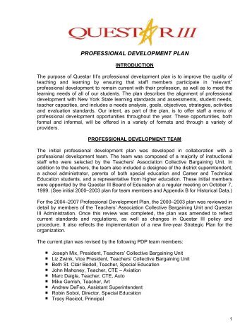 Professional Development Plan (PDF) - Questar III