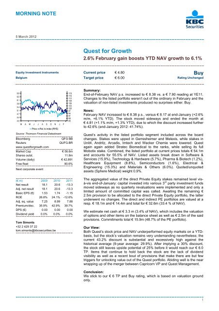 Analyst Report KBC Securities - Quest for Growth