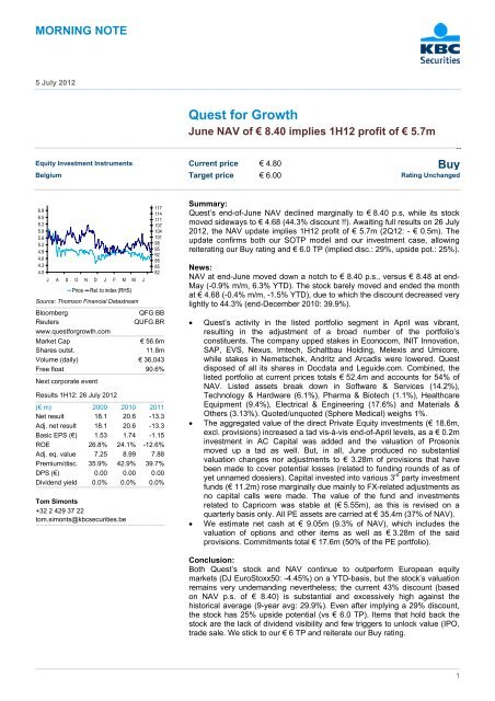 Analyst Report KBC Securities - Quest for Growth