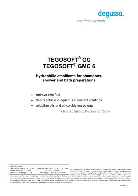 TEGOSOFT GC TEGOSOFT GMC 6 - Quetzal Quimica