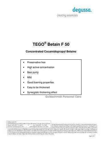 TEGO Betain F 50_e_F0702 - Quetzal Quimica