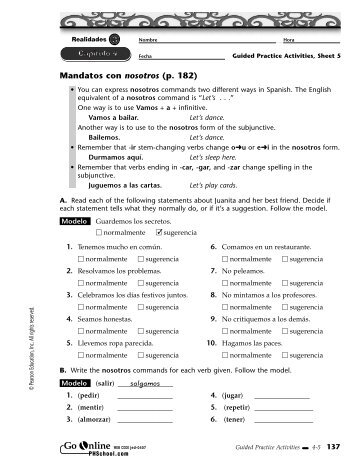 Mandatos con nosotros (p. 182) salgamos - Quia