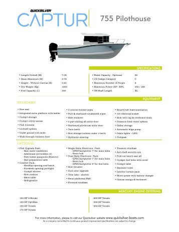 Product Sheet 755 Pilothouse - Quicksilver Boats
