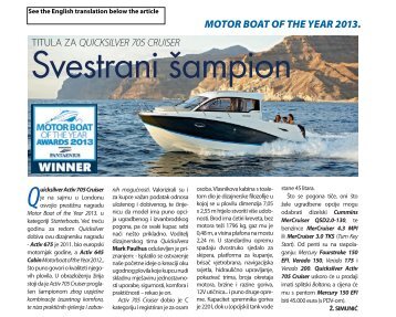 motor boat of the year 2013. - Quicksilver Boats