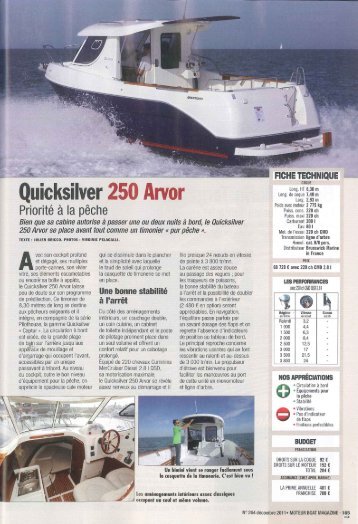 Boat test 250 Arvor - Magazine: Moteurboat - Quicksilver Boats