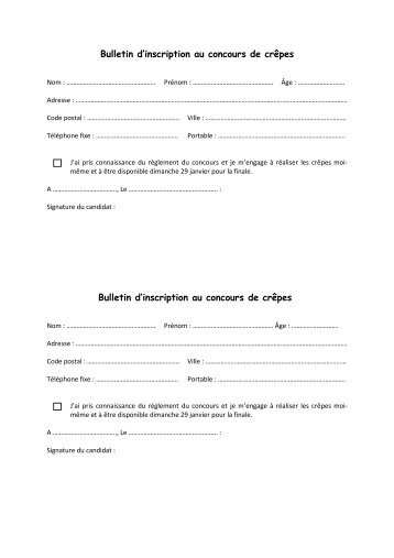 Billig - bulletin d'inscription et rÃ¨glement du concours - Quimper ...