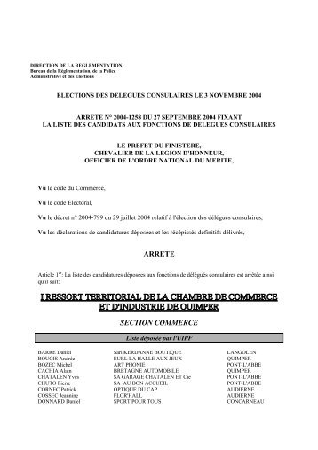 direction de la reglementation - (CCI) de Quimper Cornouaille