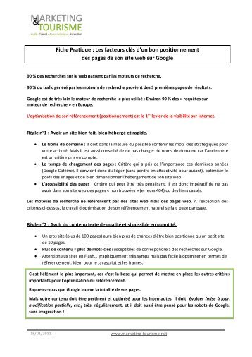 Fiche Pratique : Les facteurs clÃ©s d'un bon positionnement des ...