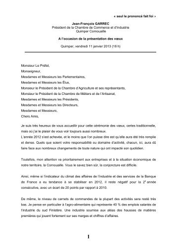 CÃ©rÃ©monie des Voeux 2013 : discours du PrÃ©sident GARREC