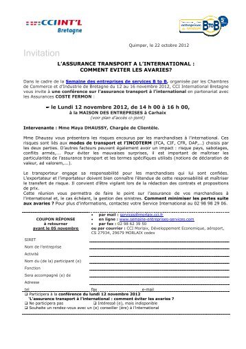 courrier INVITATION 2012 - (CCI) de Quimper Cornouaille